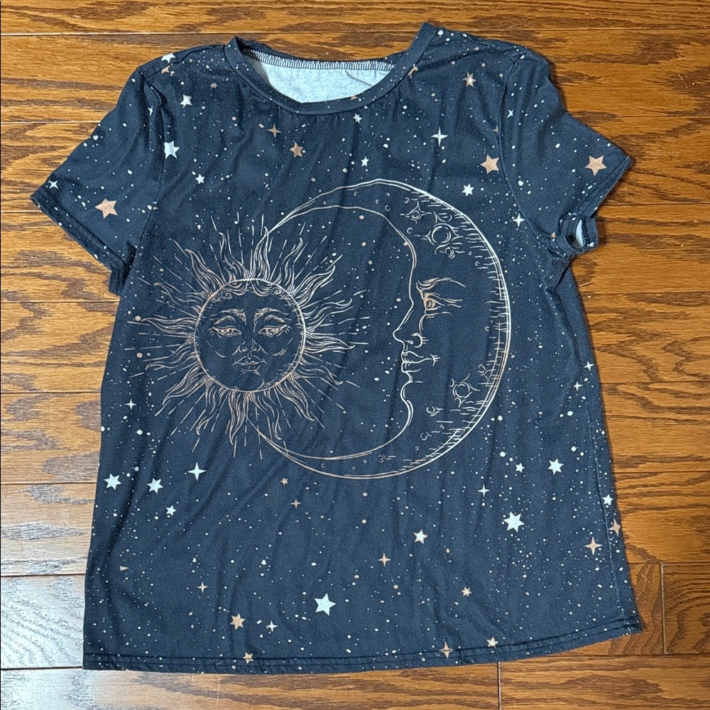 Women's Celestial Sun and Moon Tee in Black